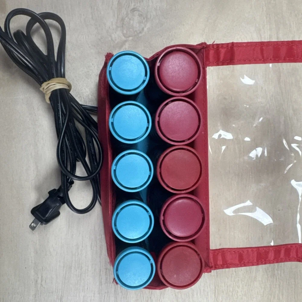 Remington All That Quick Travel Hair Curl Roller Red and Blue No Clips EUC CLEAN